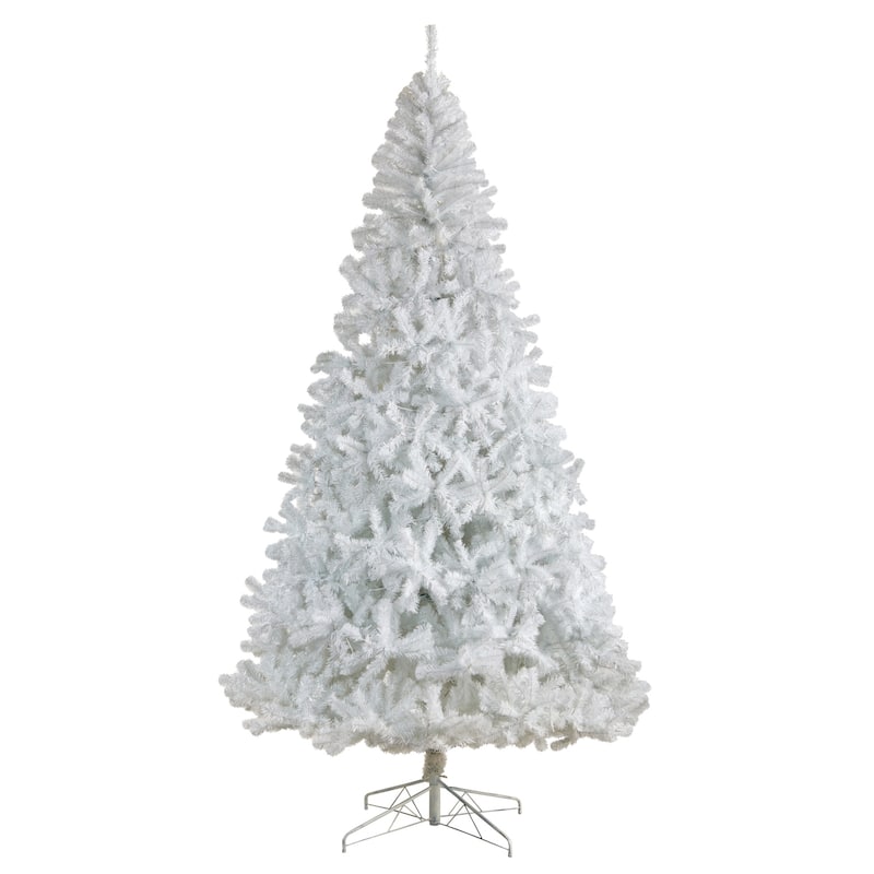 9ft. White Artificial Christmas Tree with 1860 Branches and 650 LED Lights - Elegant Festive X-Mas Centerpiece