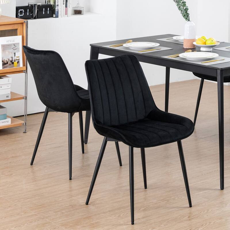 XINMICS Mid-century Modern Dining Chairs, Velvet Upholstered Metal Side Chair, Set of 2/4/6
