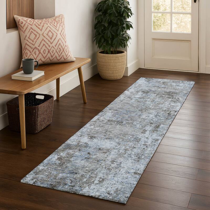 Premium Washable Super Soft Abstract Casual Mayfield Rug - Blue - 2'3" x 7'6"