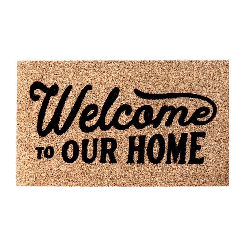A1HC Natural Coir Flocked Doormat with Heavy Duty Non-Slip PVC Backing Fade Resistant, Pet Friendly Outdoor Welcome Mat
