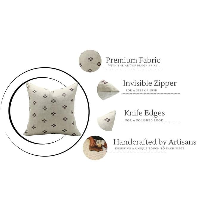 Fabdivine Linen Boho Block print pillow Cover