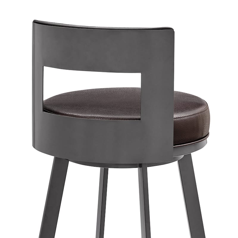 Flynn Faux Leather and Metal Bar or Counter Height Swivel Stool