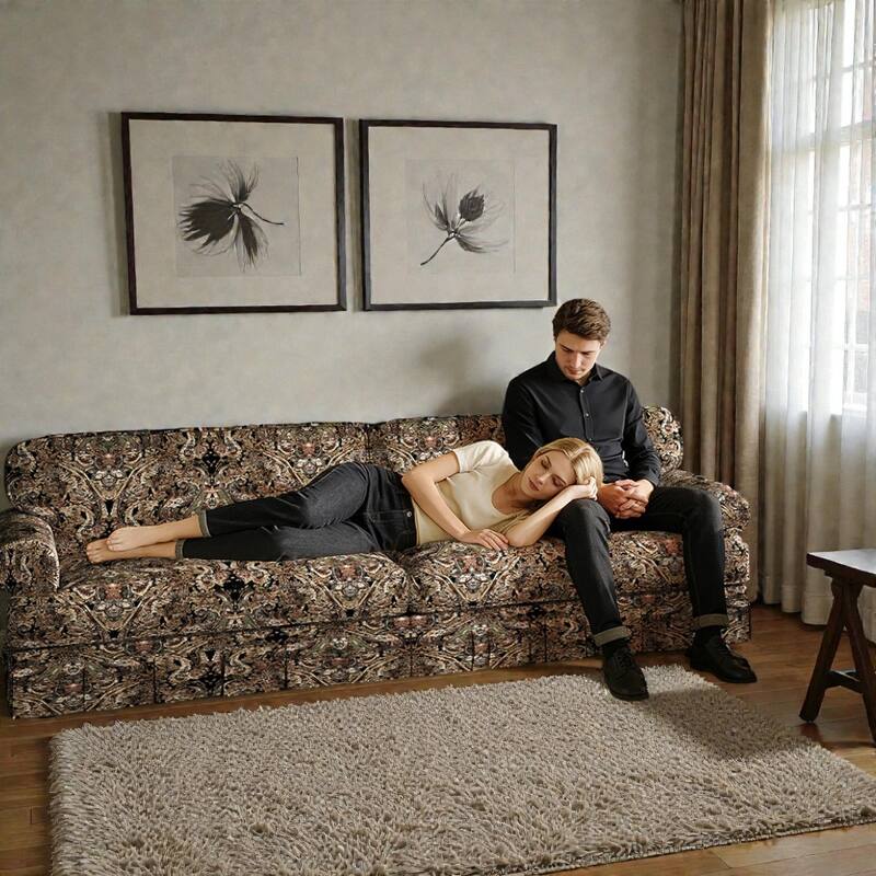 93.7" Luxury 4 Seater Cloud Couch with Extra Deep Seat, Fabric Sofa with Rolled Arms and Pleated Skirt