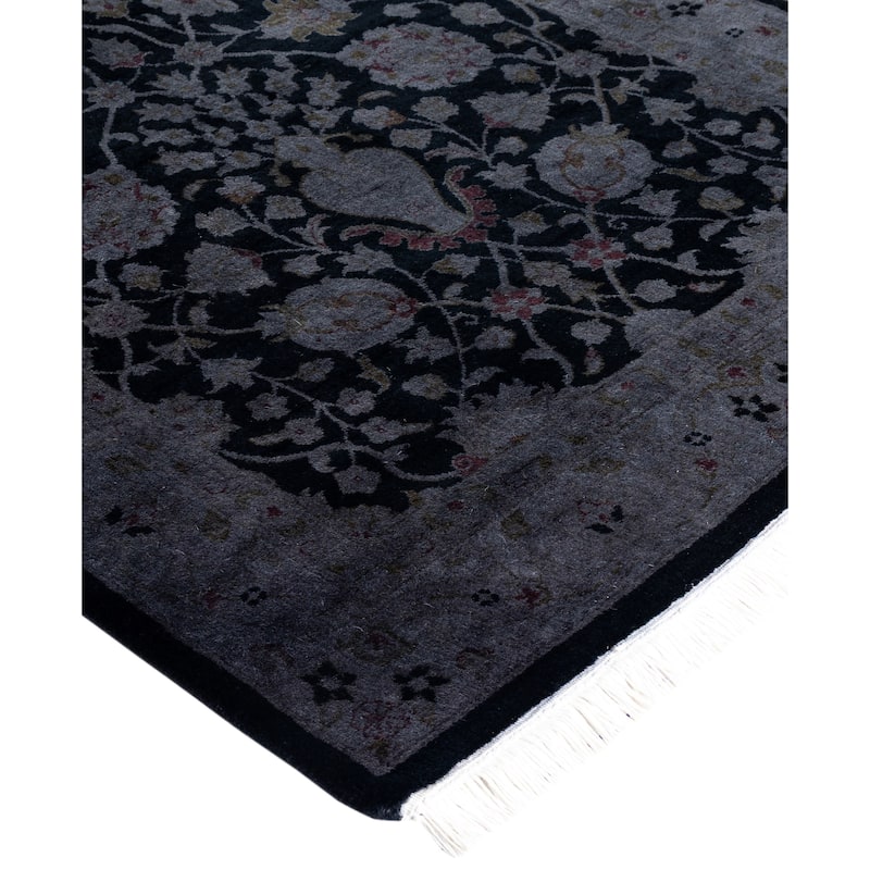 Overdyed One-of-a-Kind Hand-Knotted Area Rug - Black - 2' 7" x 10' 6"