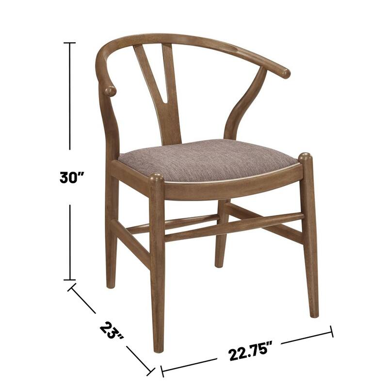 5 Piece Round Wooden Dining Set with Upholstered Chairs in Walnut