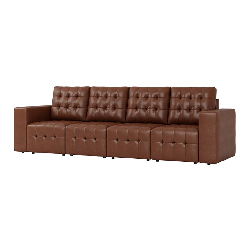 Aurora Genuine Leather Ottoman with Tufted Design by HULALA HOME