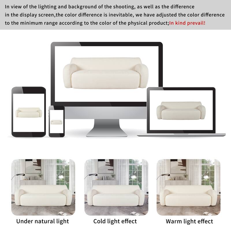 81.5" Ergonomic 3-Seater Curved Sofa, Modular for Living Room, Bedroom, or Apartment