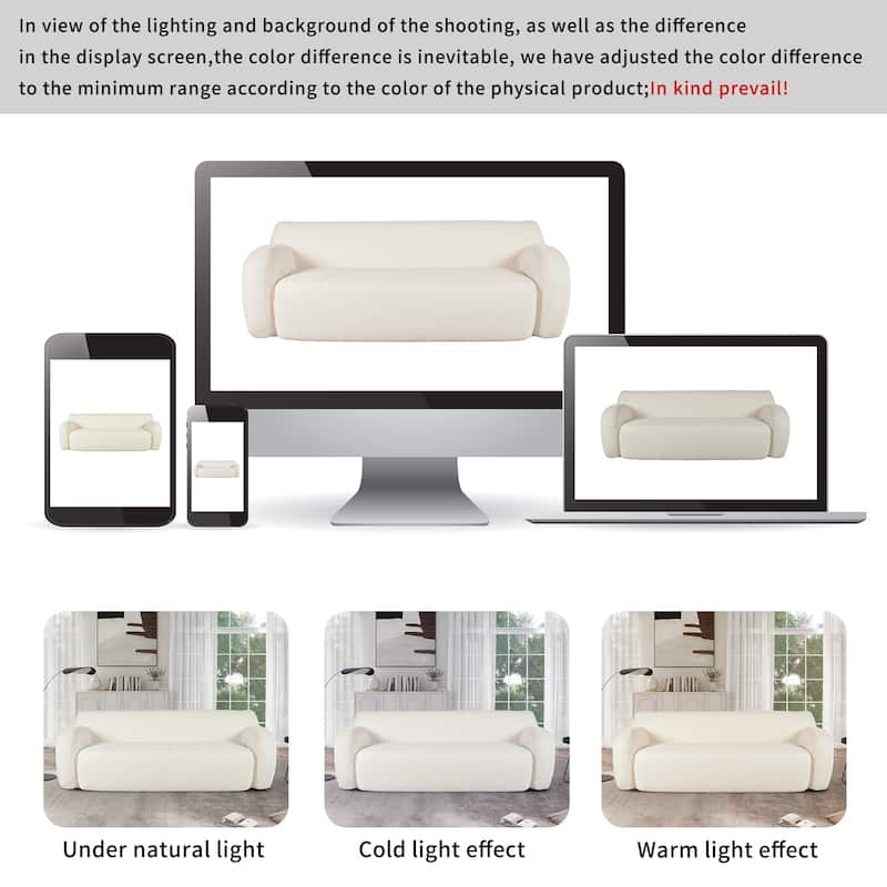 Streamlined Sofa with Curved Design and Extra-Large Seat Depth for Living Room or Guest Room