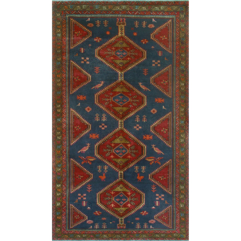 Fine Vintage Distressed Sikiu Navy/Burgundy Runner - 5'4" x 10'0"