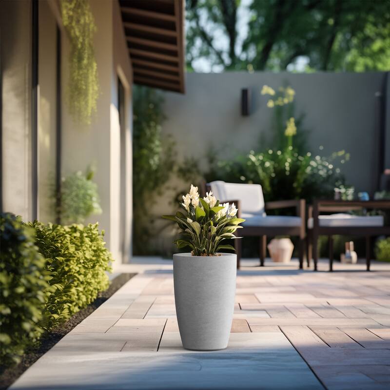 Tall Concrete Round Plant Pots / Large Indoor and Outdoor flower Planters