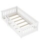 preview thumbnail 12 of 11, Twin Size Floor Bed with Slats, Solid Wood Bedframe with Heightened Safety Guardrails and Door
