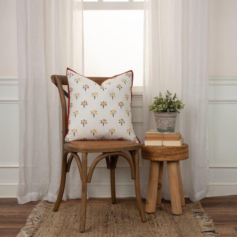 Rizzy Home Boho Floral Rust/Yellow Throw Pillow Cover