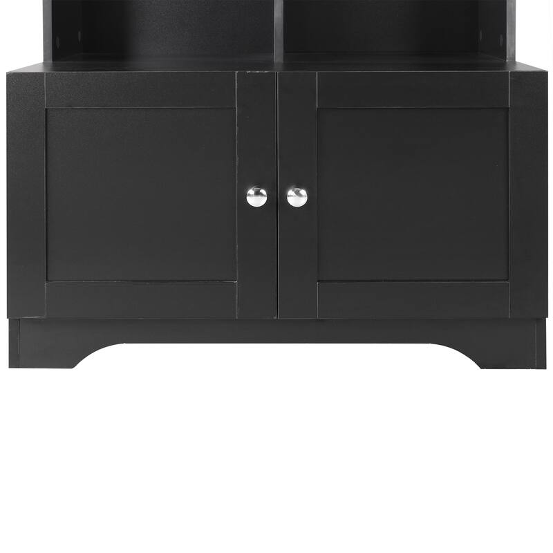 Freestanding Bathroom Storage Cabinet with Adjustable Shelf, Tall Waterproof Floor Cabinet with Double Doors