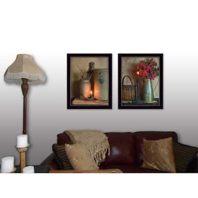 TrendyDecor4U Farmhouse "Country Candlelight Collection" Framed Print Wall Art by Susie Boyer - Brown