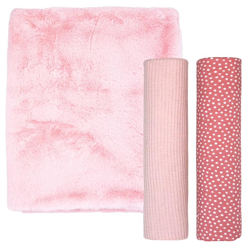 Baby Boys and Baby Girls Long Plush 3 Piece Baby Blanket Gift Set - Pink