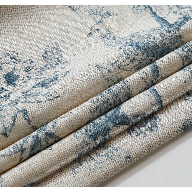 Peacock Print Linen Blend 100%Blackout Roman Shade