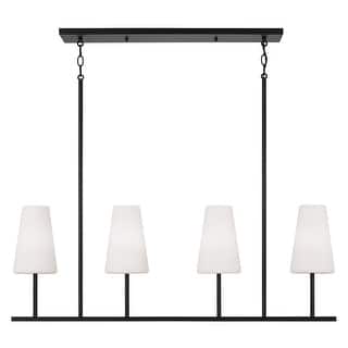 42" W x 15" H 4-Light Modern Linear Chandelier with Tapered Soft White Glass