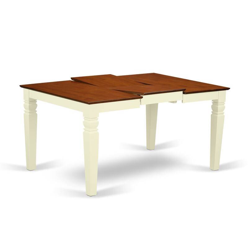 HomeStock 7-Piece Buttermilk and Cherry Finish Solid Wood Top Dining Table with 6 Chairs with Lattice Back