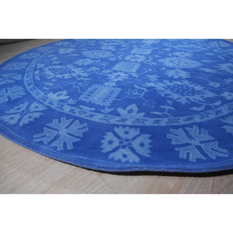 Hand-tufted Wool Blue Traditional Oriental Overdyed Rug