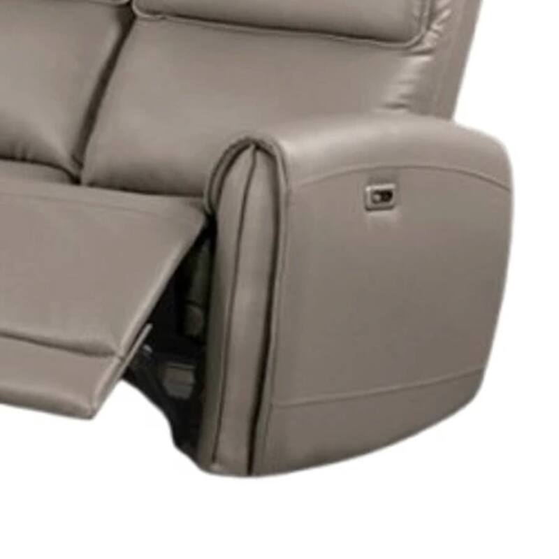 Sily Power Recliner Sofa, Light Brown Faux Leather, 81 Inch, USB Ports