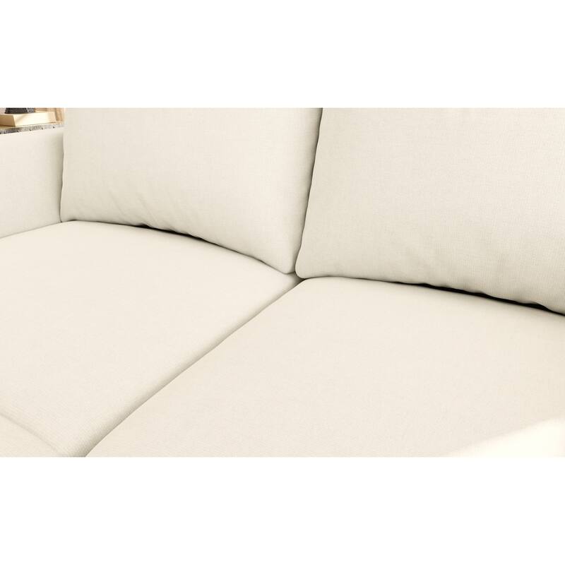 White 123'' U-Shape Modular Sofa for 4 with Storage, Movable Ottomans, and Sofa Bed Feature for Living Room