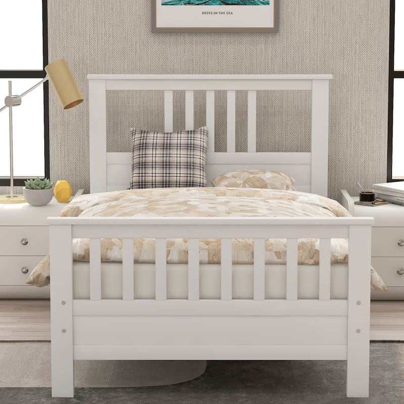 Twin Pine Platform Bed with Headboard & Footboard