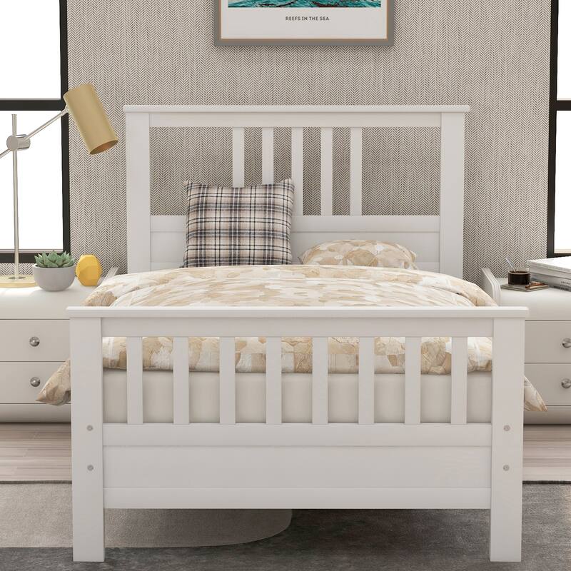 Wood Platform Bed with Headboard and Footboard, Full
