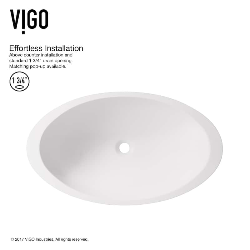 VIGO Wisteria 23"L x 14"W x 4"H Oval Bathroom Vessel Sink