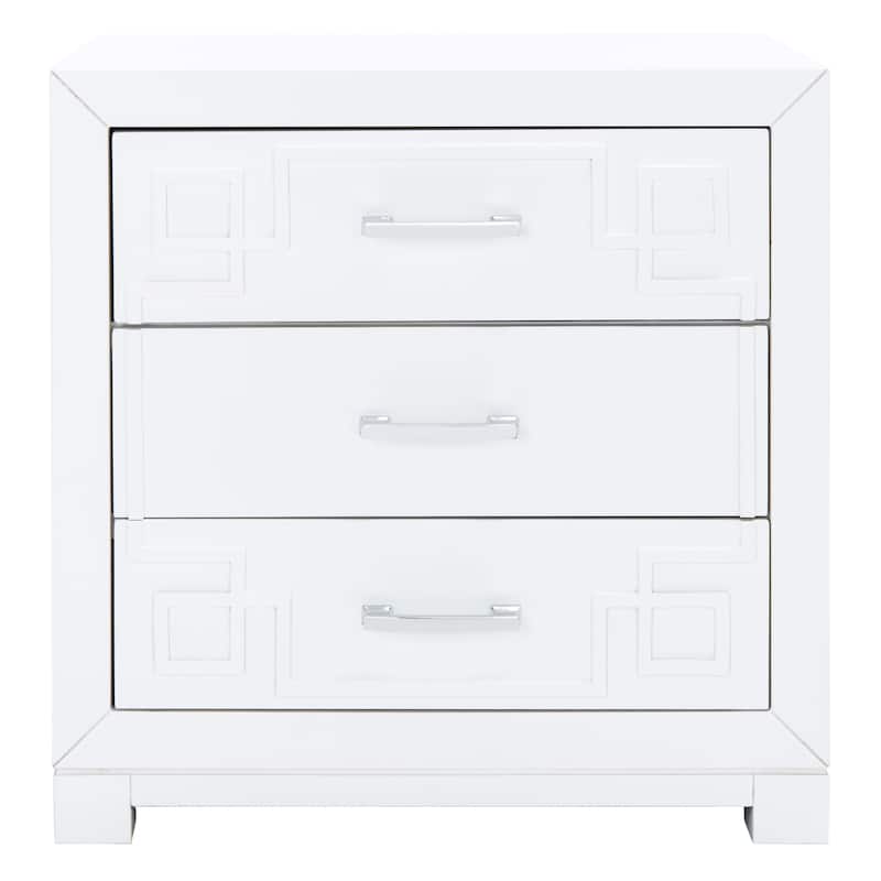 SAFAVIEH Caren 3-Drawer Greek Key Nightstand