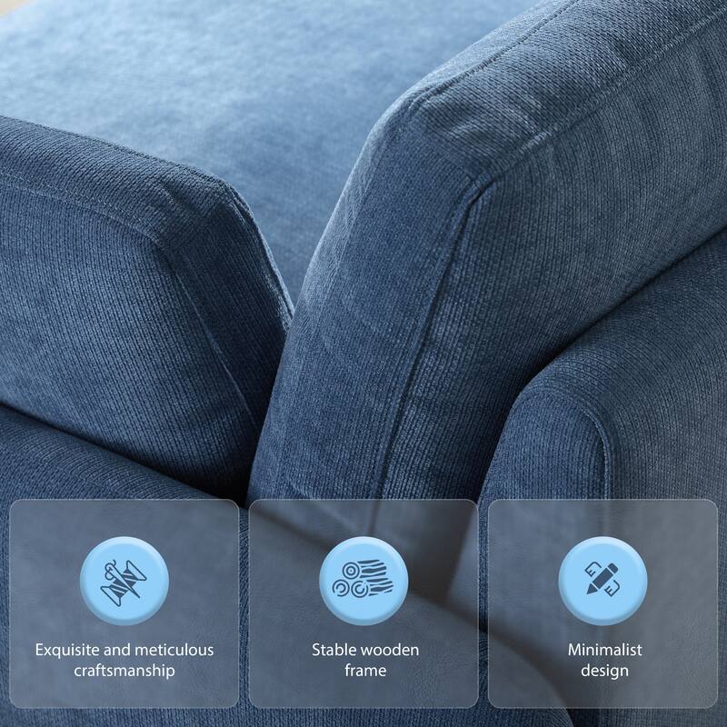 Chenille Single Sofa Chair,Wide And Deep Seat Accent Chair,Upholstered Armchair,Color Blocking Couch Lounge With Pillows