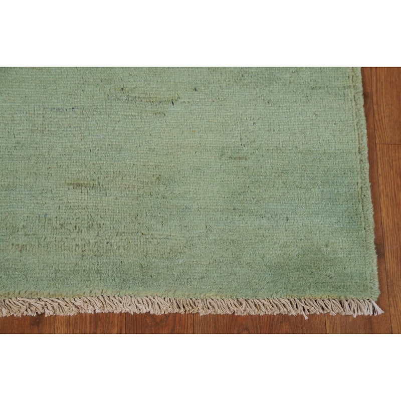 Green Gabbeh Modern Foyer Rug Handmade Wool Carpet - 3'6"x 4'8"