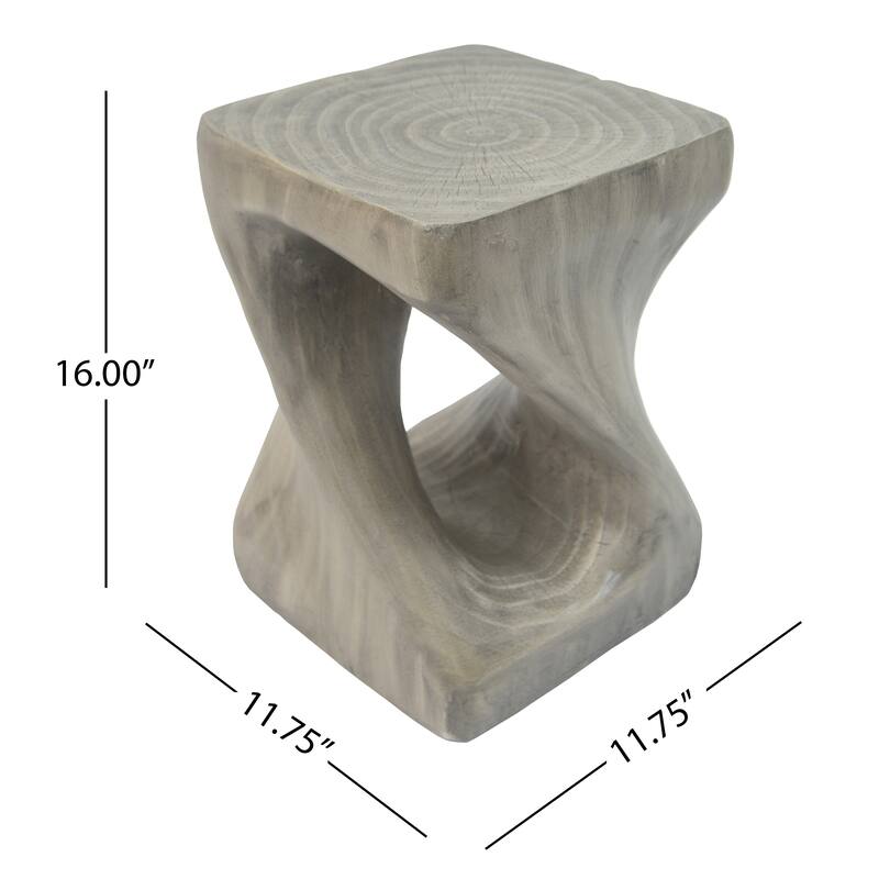 Unique Hollow Twisted Spiral Shape Side Table with Wood Grain Texture