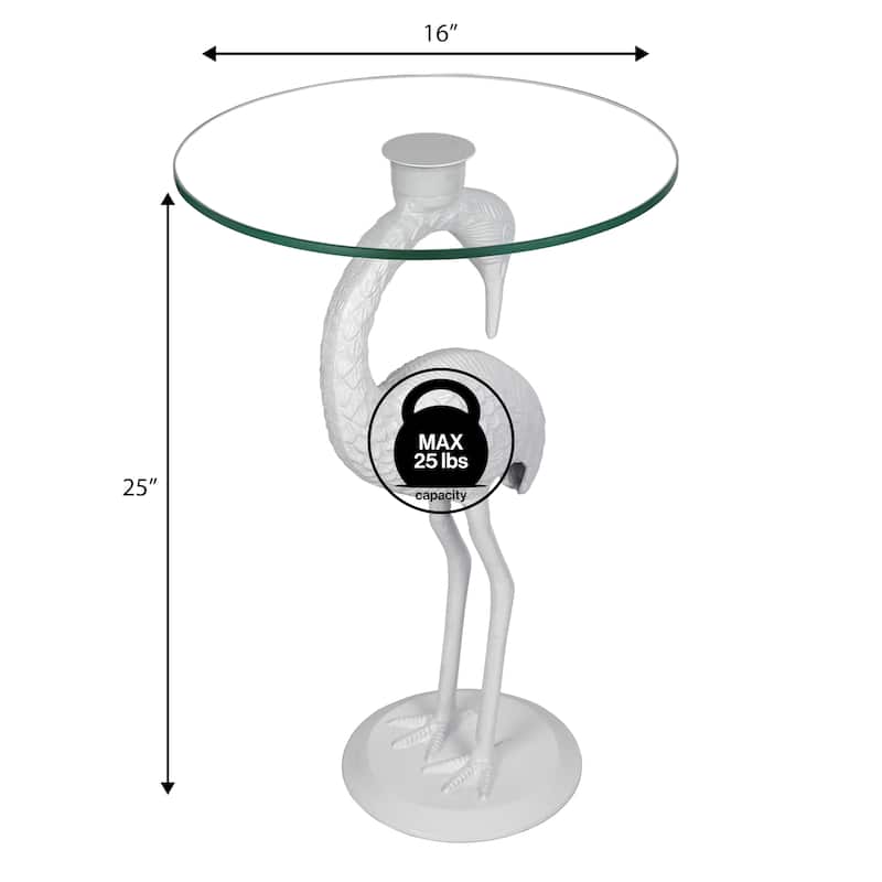 Nysha 25" Glass Top Flamingo end Table, Pink, by JONATHAN Y