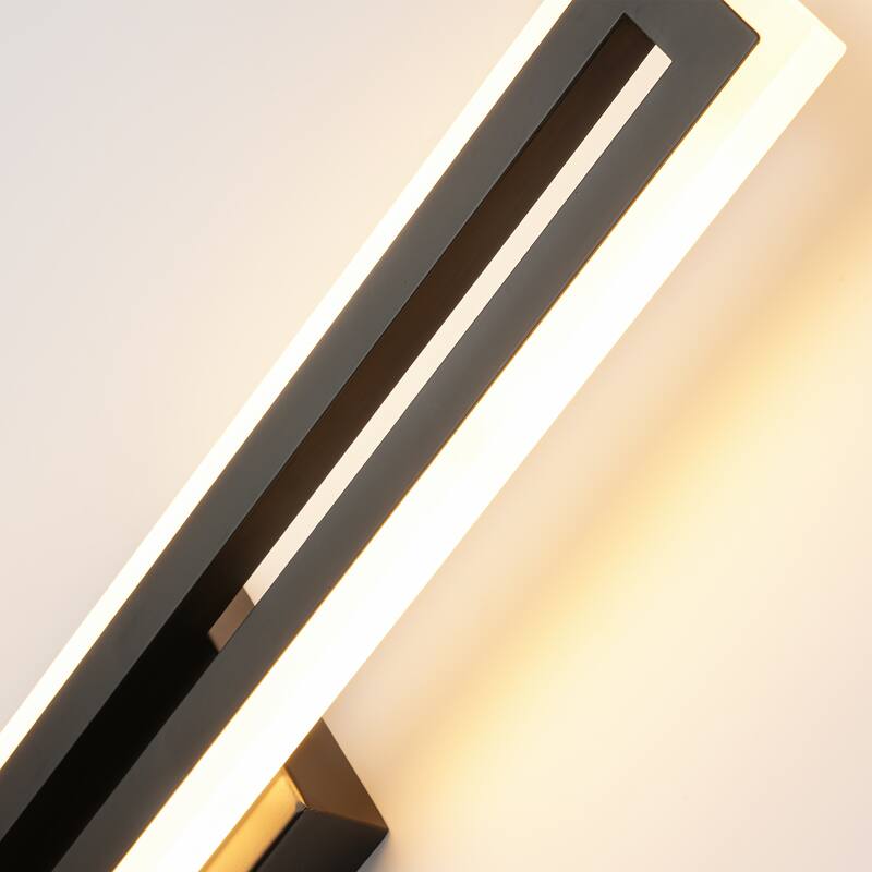23.6 in. 1-Light Matte Black Linear Rectangular Strip Color Changing Integrated LED Bathroom Vanity Light