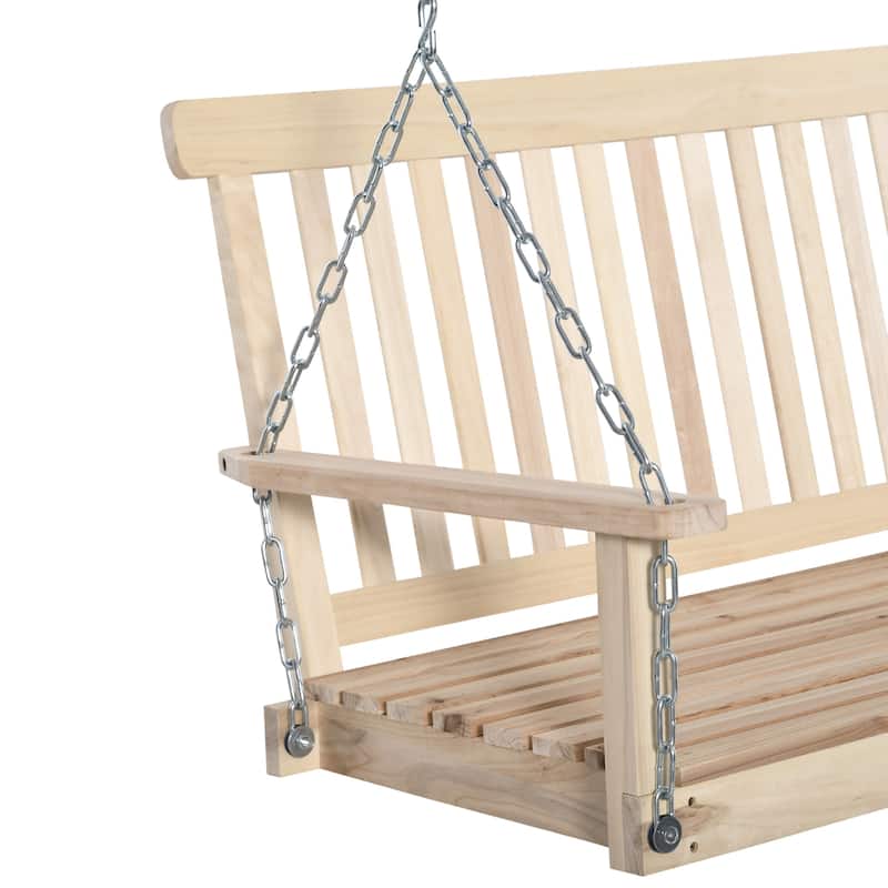 Outsunny 2-Seater Hanging Porch Swing Outdoor Patio Swing Chair Seat with Slatted Build and Chains - N/A