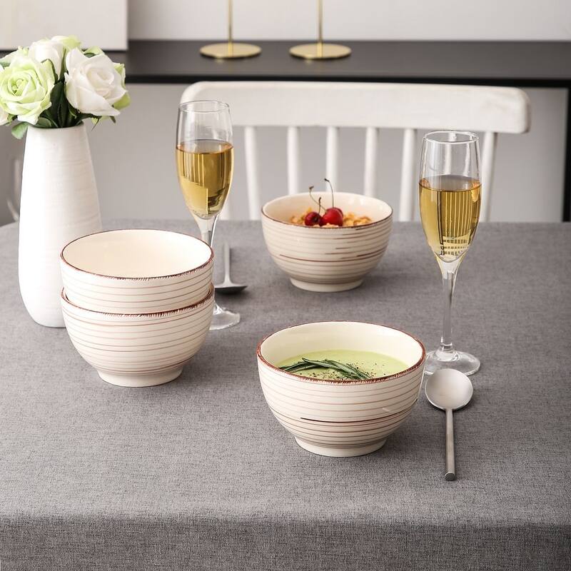 vancasso Bella 5.5 Inch Stoneware Large Serving Bowl Set,24Oz.
