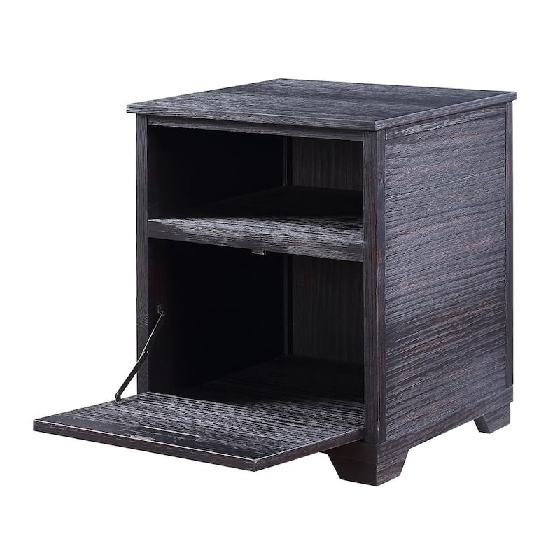 Bryson Antique Black End Table with Drop-Down Door