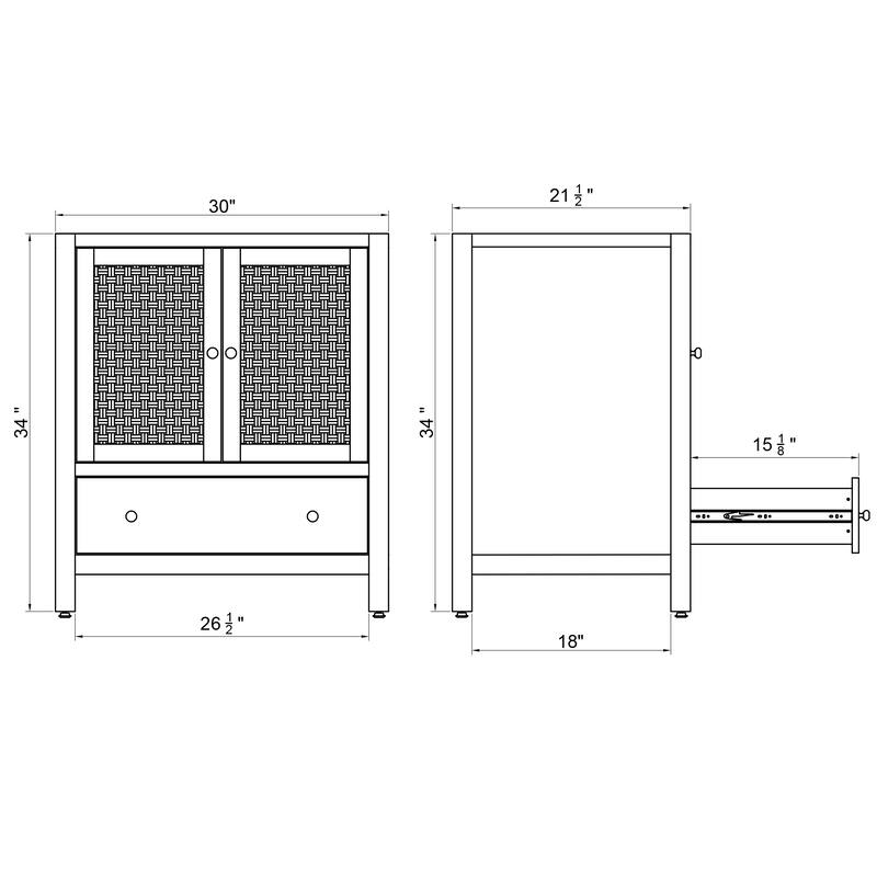 Alaterre Furniture Lucca 30 Inch Bathroom Vanity Without Sink