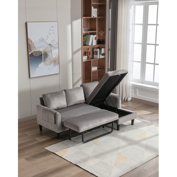 Reversible sleeper sofa storage chaise deals