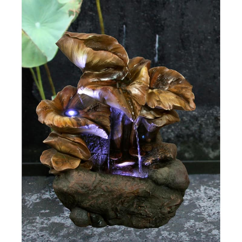 LED Lighted Leaves Water Fountain - 11"