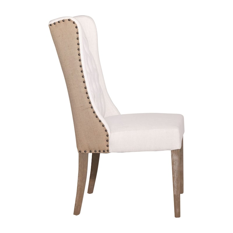 Abel Two-Toned Performance Linen Wingback Dining Chair