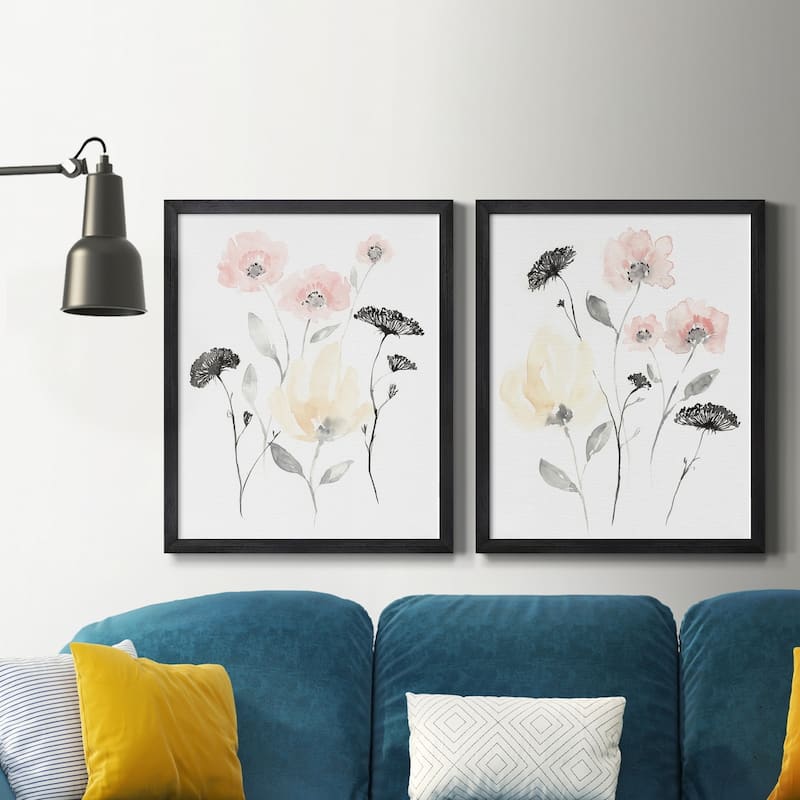 Blush & Black Wildflowers I Premium Framed Canvas - Ready to Hang