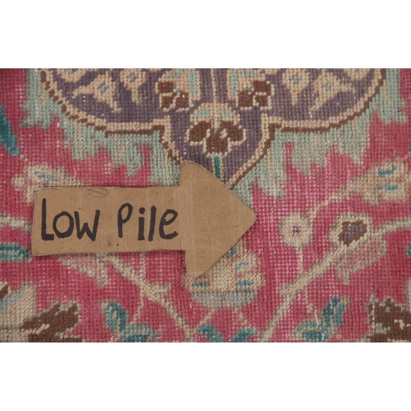 Hand Knotted Oriental 100% Wool Carpet Traditional Floral Pink Tabriz Area Rug - 12' 11'' X 9' 9''