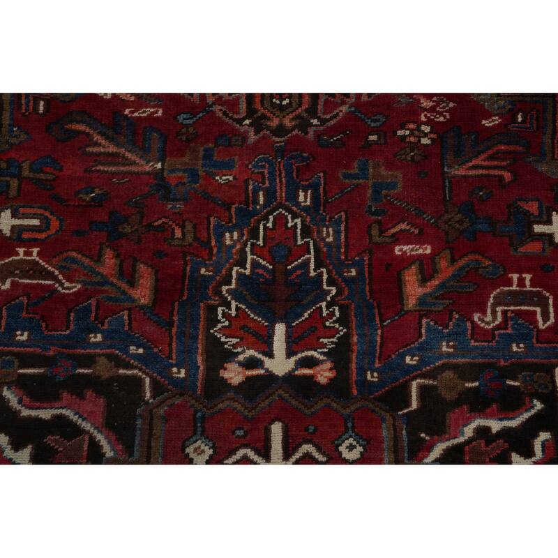 Hand Knotted Oriental 100% Wool Carpet Traditional Medallion Red Heriz Area Rug - 10' 6'' X 6' 11''