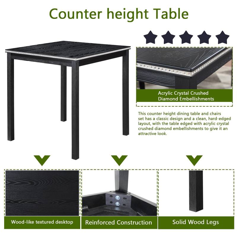 KISRAIS 5 Piece Counter Height Dining Set