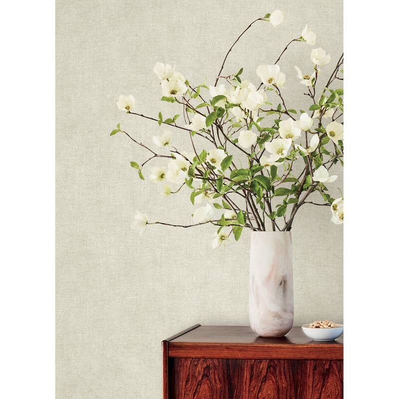 A-Street Prints Nuovo Off-White Faux Linen Wallpaper