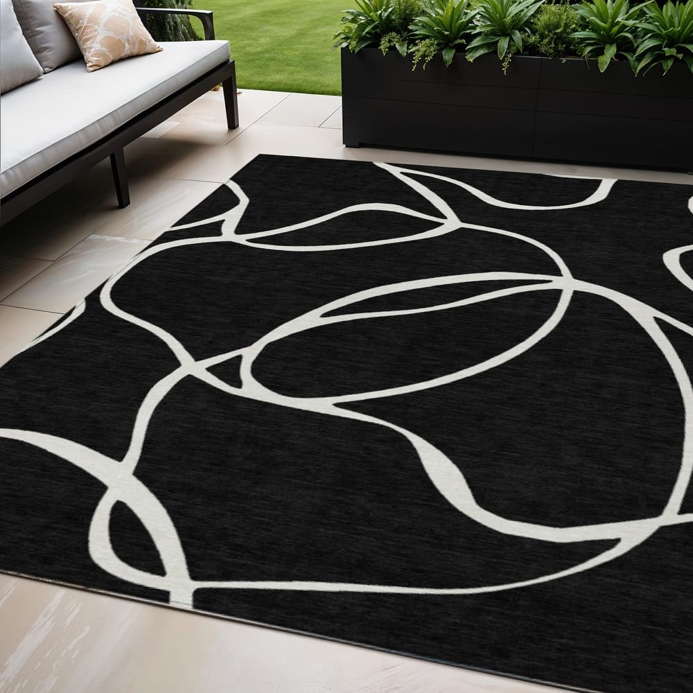 HomeRoots Abstract Transitional Rectangle Outdoor Rug