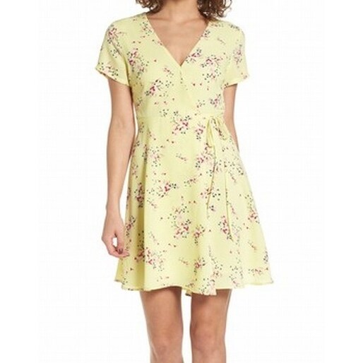 long yellow wrap dress
