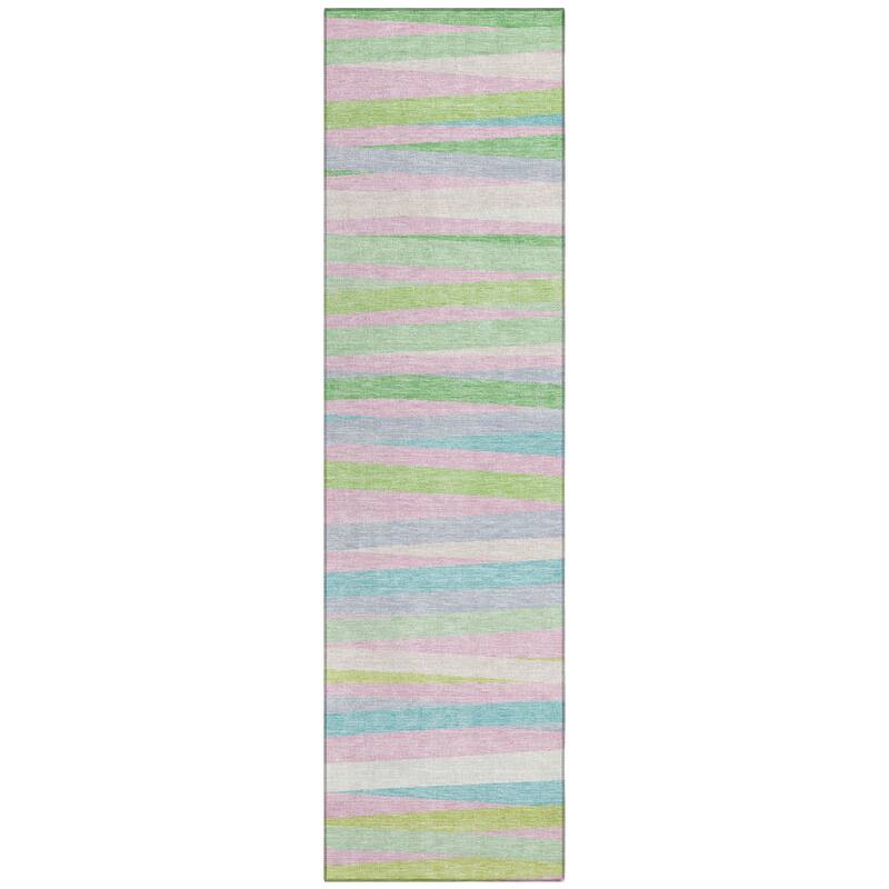 Machine Washable Indoor/ Outdoor Modern Stripes Chantille Rug