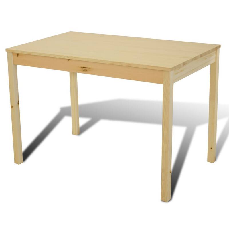 5 Piece Dining Table Set with 4 Side Chairs, Natural Brown Pine Wood